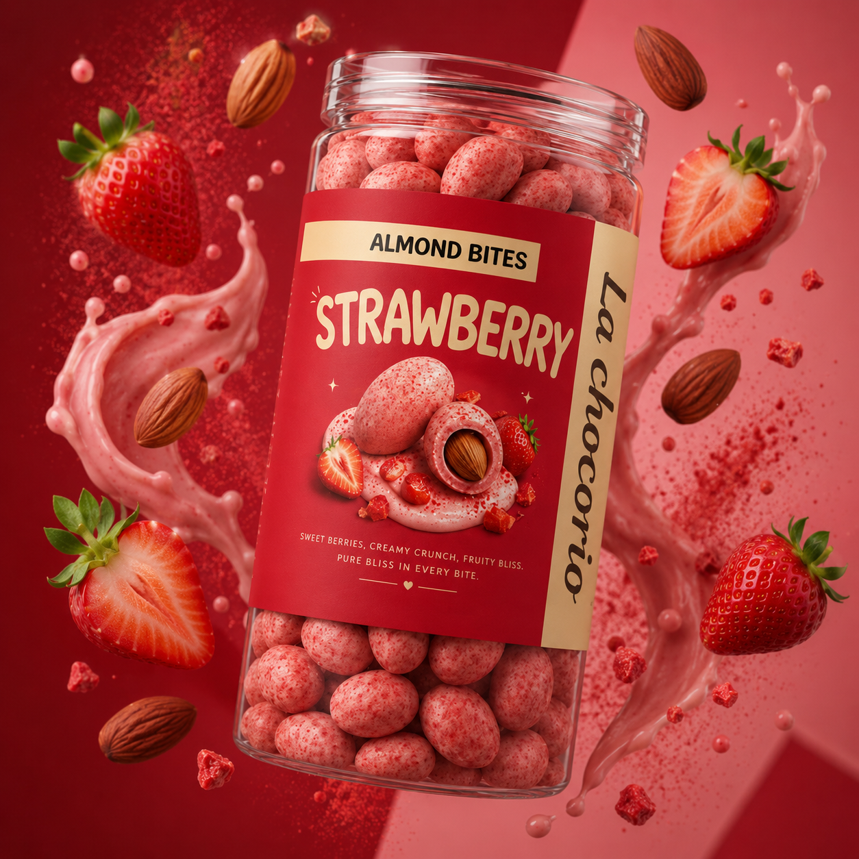 La Chocorio Strawberry Flavour Coated Almond Bites